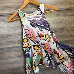 HD in Paris Floral Watercolor Abstract Colorful Sleeveless Blouse Top Women's 8